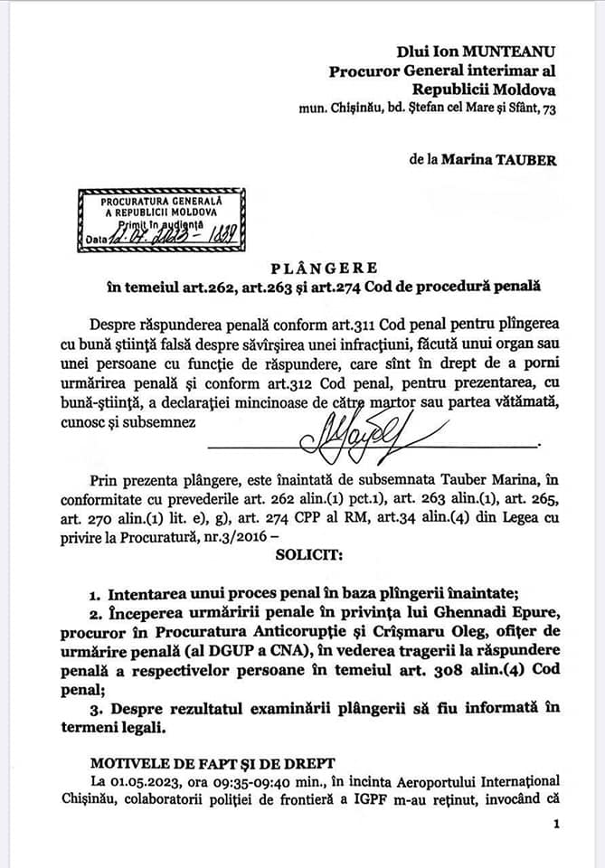 Marina Tauber: Adevărul va învinge și toți cei vinovați vor fi trași la răspundere penală